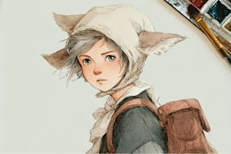 make a digital watercolor character art or furry