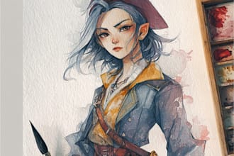 create unique watercolor character illustration