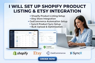 setup shopify store product listing syncx etsy integration cedcommerce website