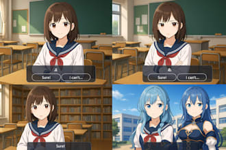 write visual novel scripts, rpg quest plots, and simulation game stories
