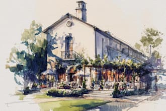 draw watercolor wedding venue