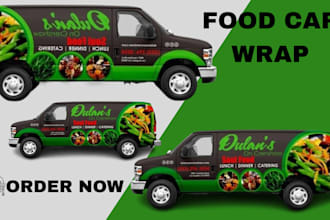 design professional car wrap, food truck wrap, trailer wrap, bus wrap, and car d