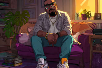 design cartoon album cover, mixtape or single cover art