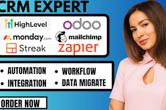 setup gohighlevel, mondaycom, mailchimp, streak, odoo, and zapier automation