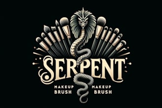 make an amazing serpent makeup brush logo design in one day