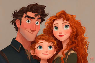 design a professional disney family portrait