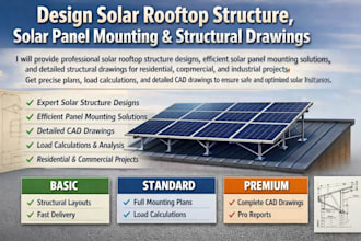 do solar rooftop structure design, solar panel mounting, and structural drawings