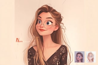 do cute disney cartoon portrait