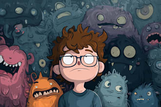 create cartoon doodle art illustration for your project