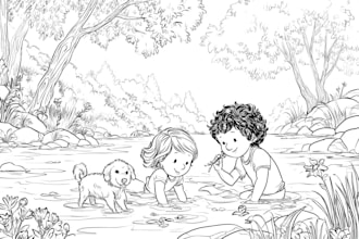 make coloring book page illustrations for children
