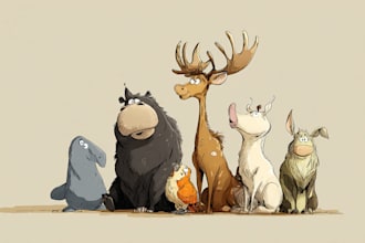 draw animals cartoon illustration