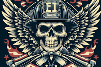design high quality fire fighter mascot logo with t shirt design