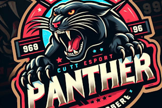 design high quality panther mascot logo with t shirt design