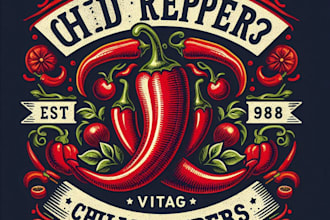 design high quality red chili peppers mascot logo with t shirt design