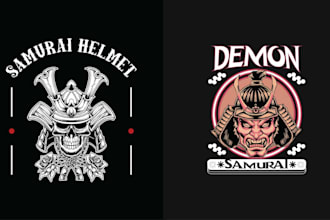do vintage skull grim reaper shinigami logo with illustration