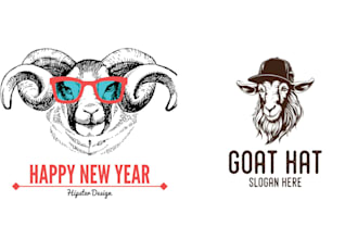 create vintage goat cowboy logo