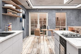 renovate modern minimalist apartment,kitchen layout,marble countertop,island set