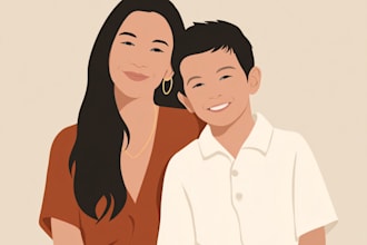 draw a minimalistic vector portrait for your family