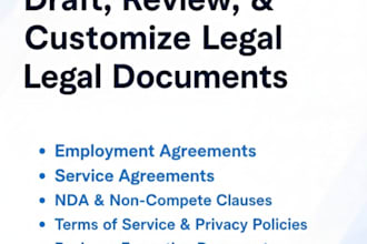 draft, review, and customize professional contracts, agreements, and legal docs