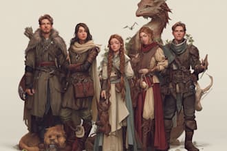 draw a custom dnd party character illustrations