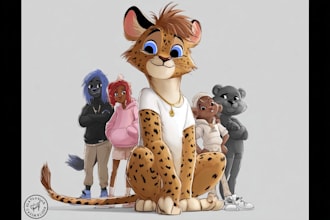 draw custom animal cartoon illustrations