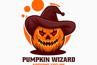 do modern wonderful horror, pumpkin logo design