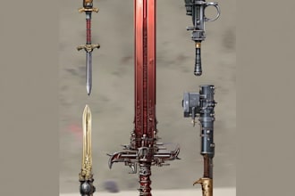 draw custom fantasy dnd weapons art and props