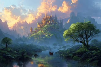 design detailed fantasy landscapes and environments