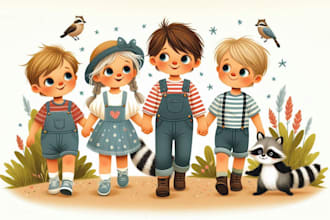 draw design illustrate of children story book illustration