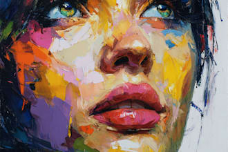 paint expressive colorful abstract portraits