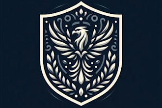 do an luxury elegant modern heraldic crest logo