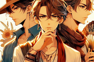 do an ikemen style, handsome guy, original character