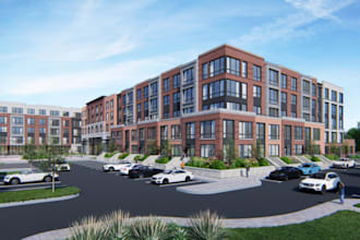 replan 3dmulti story apartment,residential complex,parking lot,cgi facad erender