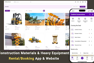 develop heavy equipment marketplace app, heavy machinery rental app or website