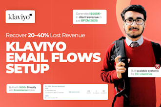 set up high converting klaviyo email flows to recover sales and increase revenue