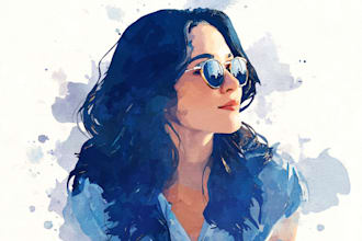 create unique watercolor character illustration