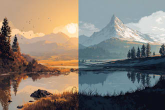 illustrate fantastic flat vector landscape illustration