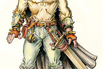 hand draw a character design for an rpg or cartoons