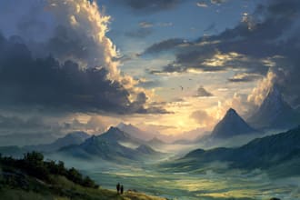 create stunning fantasy landscape, background illustration