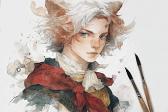 create expressive and colorful watercolor character