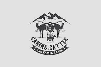 design unique canine cattle and camel ranch logo