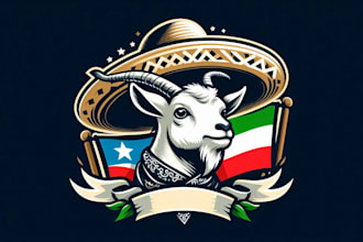 create hispanic male and white goat logo within new concepts for you