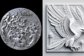 create realistic 3d coin design 3d bas relief 3d coin minting wall art design