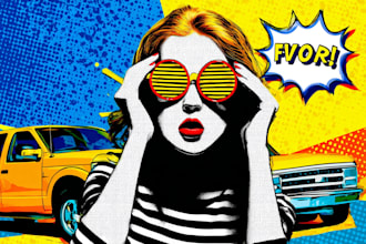 draw pop art portrait in roy lichtenstein style