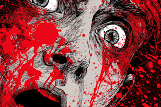 draw bloody horror illustration