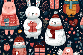 create cute christmas pattern and illustration
