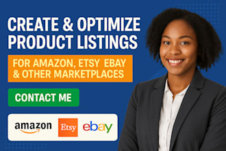 create and optimize product listing for amazon etsy ebay noon other marketplaces