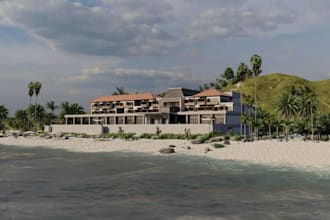 redesign 3d luxury beachfront hotel,exterior design,landscape,resort,skp render