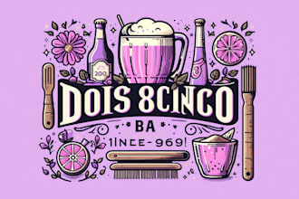 design dois8cinco bar in lilac tones stylish logo with creative concepts