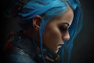 create scifi or cyberpunk character portrait art